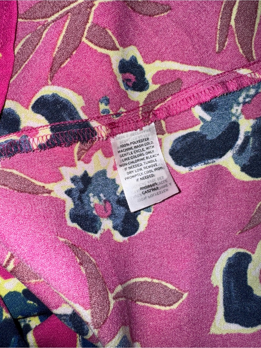 Halogen Pink Floral Dress Blue and Green Accents Zipper Resortwear Maximalist - Picture 5 of 5